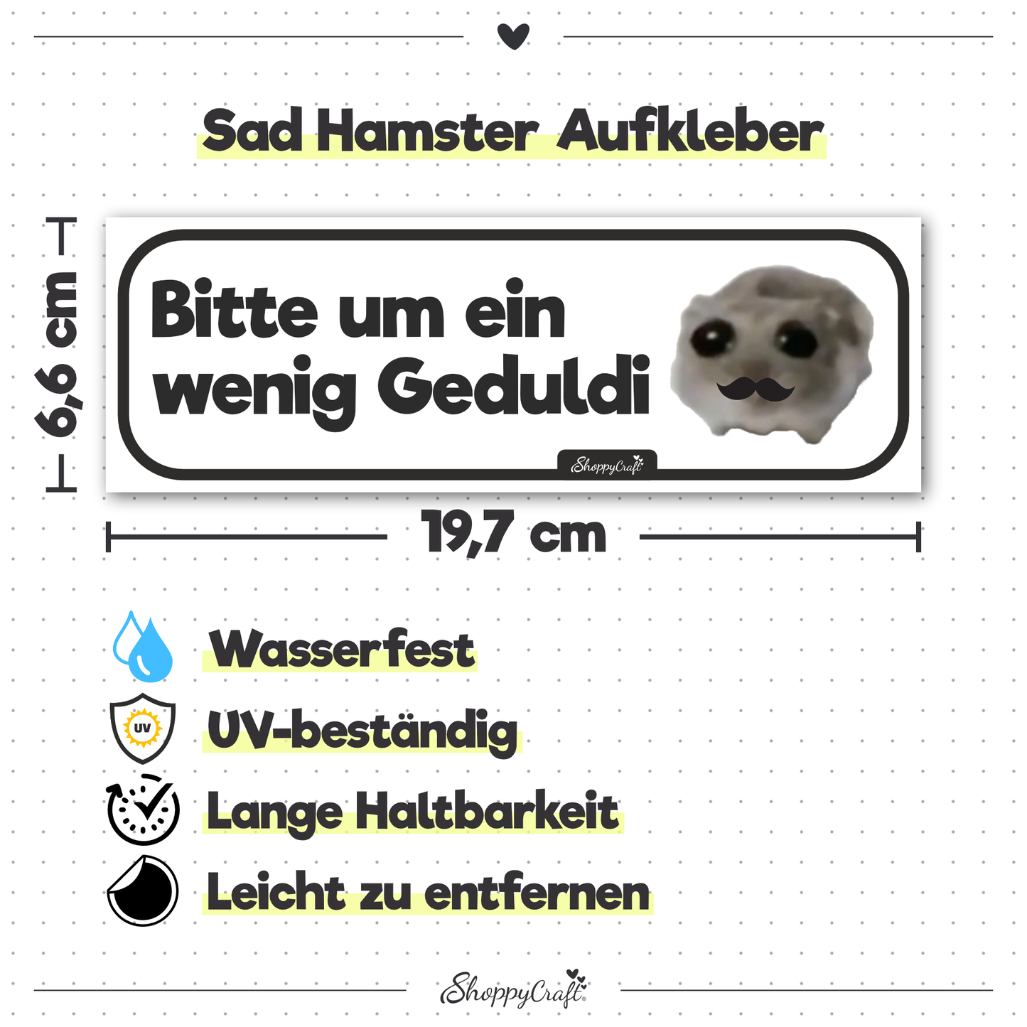 Sad Hamster Auto Aufkleber - mit Schnurrbart